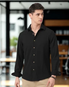 global nomad men regular fit solid casual shirt
