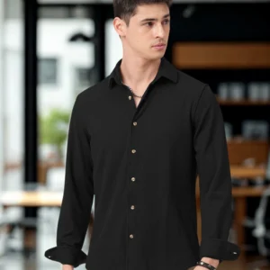 global nomad men regular fit solid casual shirt