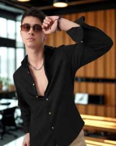 global nomad men regular fit solid casual shirt